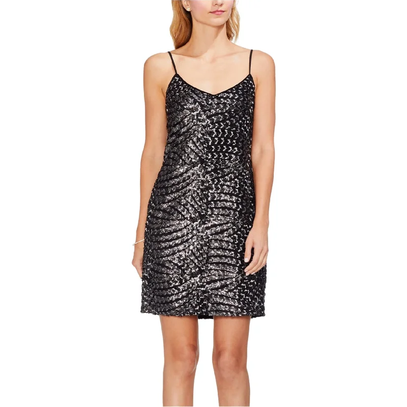 Vince Camuto Womens Metallic Sequin Slip Dress Sexy Sequined Dress