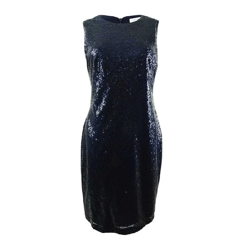 Calvin Klein Women's Sequined Sheath Dress (6, Twilight) High Waist Sequin