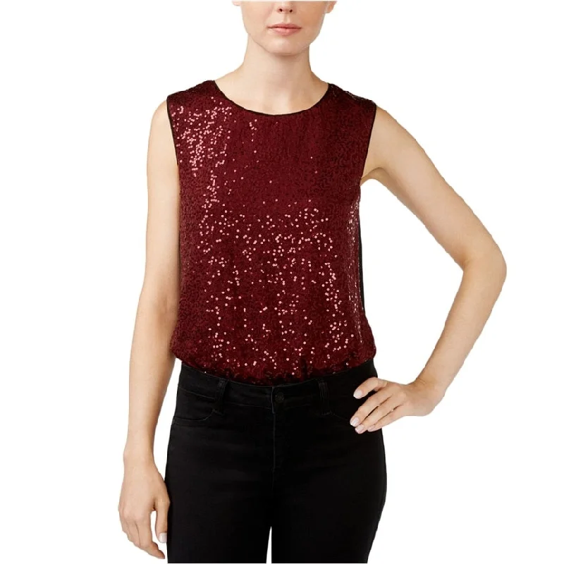 Rachel Roy Womens Sequined Bodysuit Jumpsuit, Red, Medium Sexy Sequin Dress