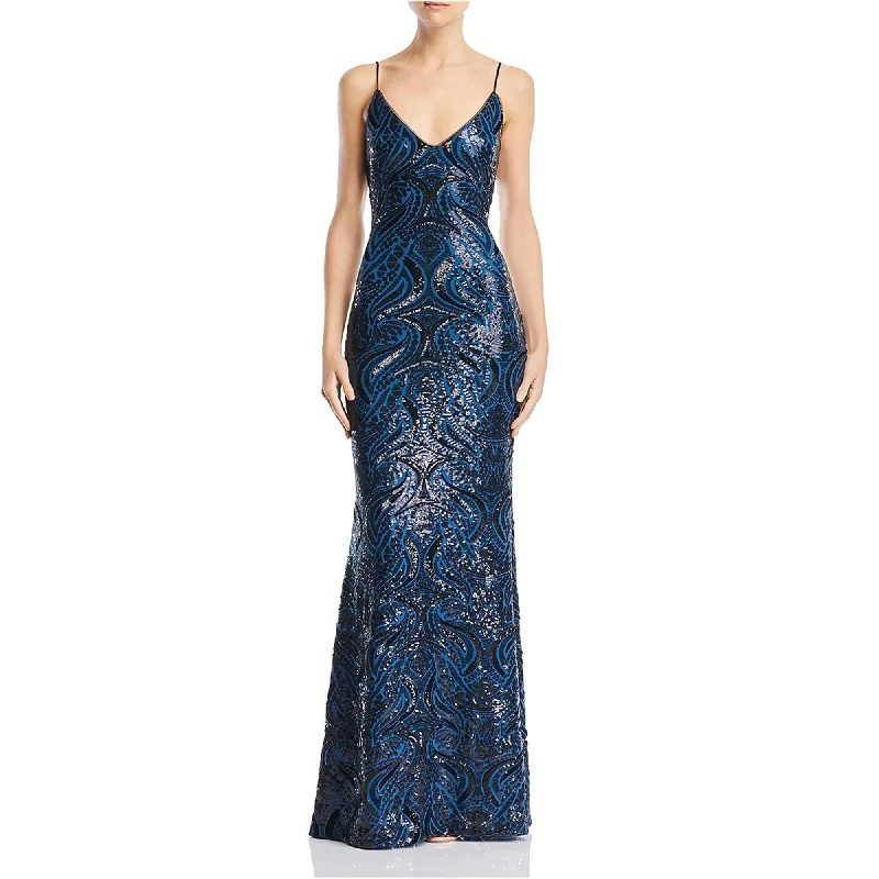 Avery G Womens Sequin Gown Dress, Blue, 6 Elegant Sequin Gown