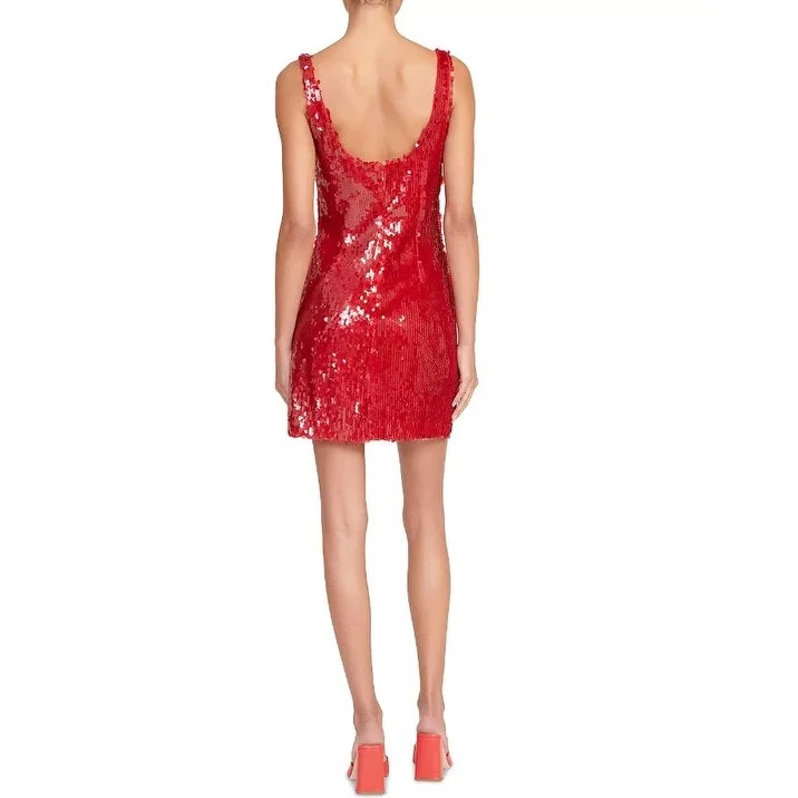 STAUD Women's Eclipse Sequined Mini Dress, Poinsettia All-Over Sequin Dress