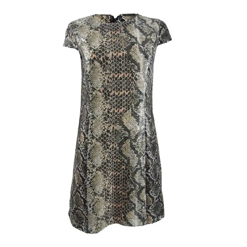 Elie Tahari Women's Elissa Sequin Python-Print Dress Beautiful Sequin Dress