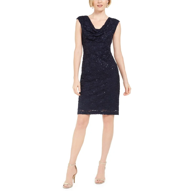 Connected Apparel Womens Sequin Sheath Dress, Blue, 12 Sleek Sequin Dress