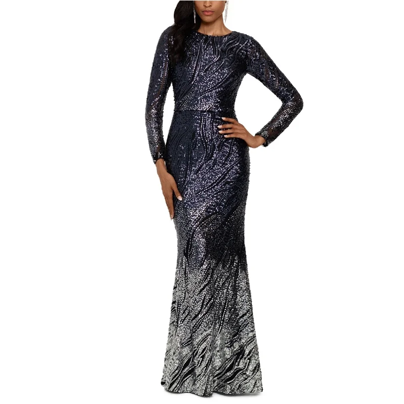 Betsy & Adam Womens Sequin Ombre Mermaid Gown Dress, Black, 8 Sequin Dress Sleeveless