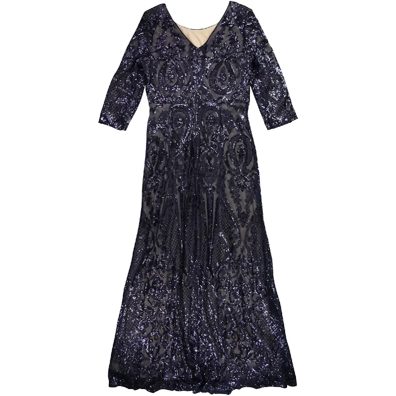 Alex Evenings Womens Sequin Brocade Mermaid Gown Dress, Blue, 12 Sequin Dress Night