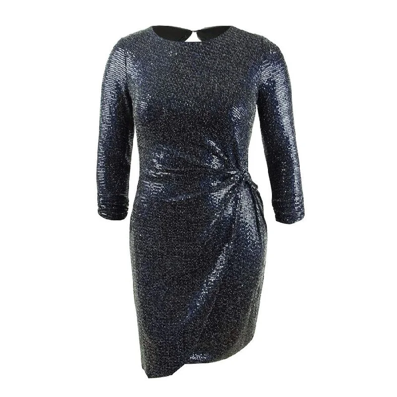 Xscape Women's Sequin Twist-Knot Dress (6, BlackNavy) Shimmer Sequin Dress