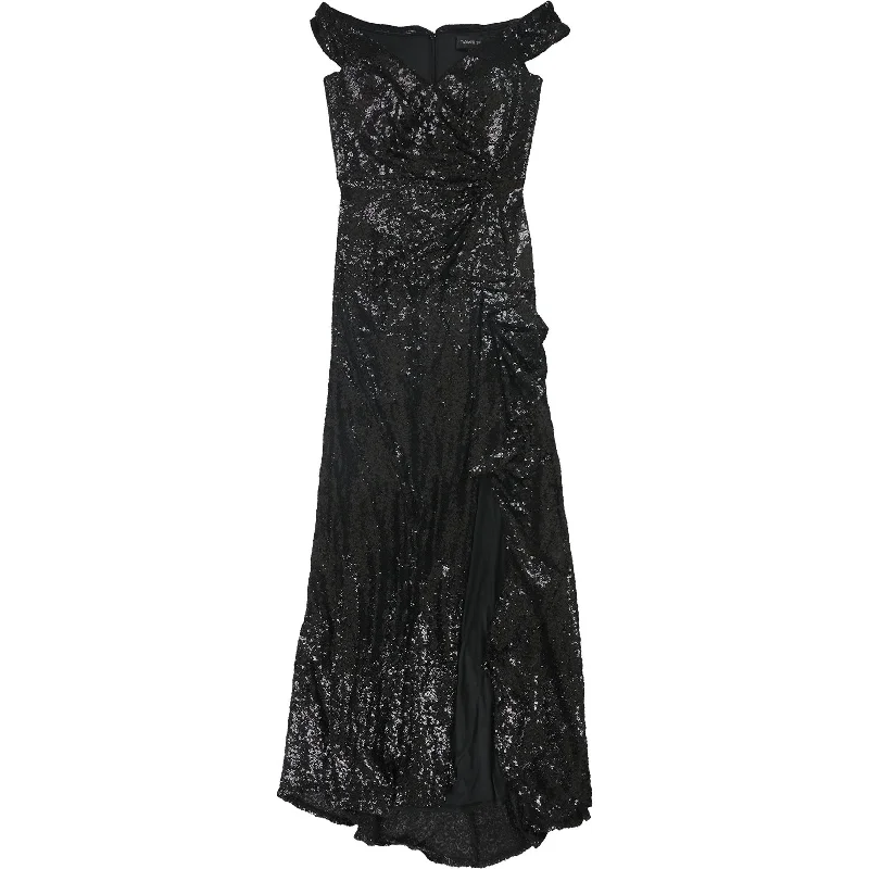 Tadashi Shoji Womens Sequin Gown Dress Satin Sequin Dress