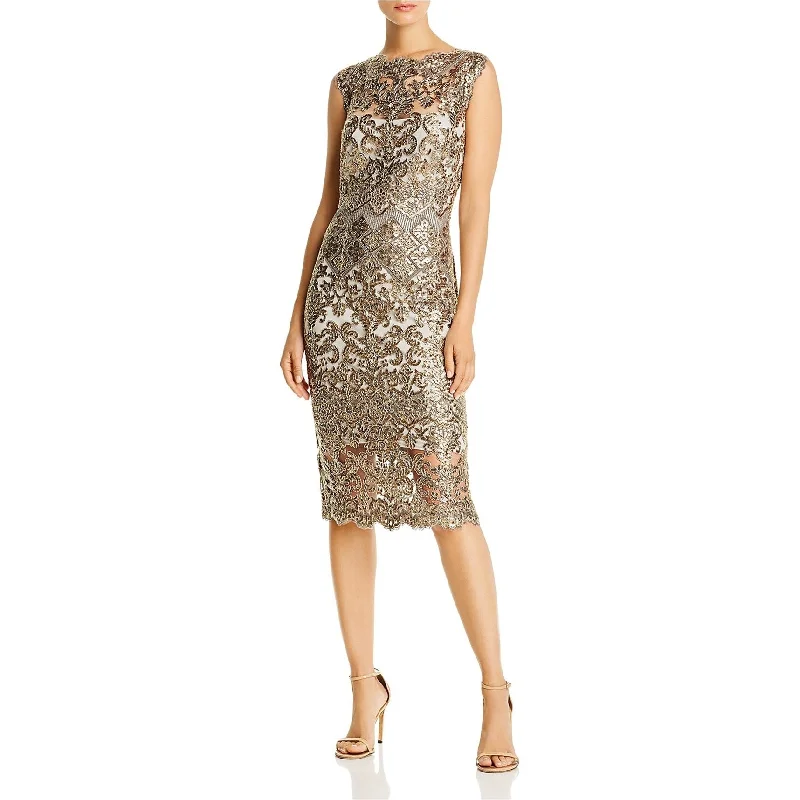 Tadashi Shoji Womens Sequin Embroidered Sheath Dress, Grey, 6 Strapless Sequin Dress