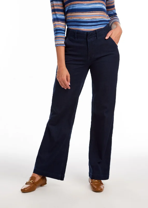 FDJ Suzanne Wide Leg Trousers in Dark Denim Wash