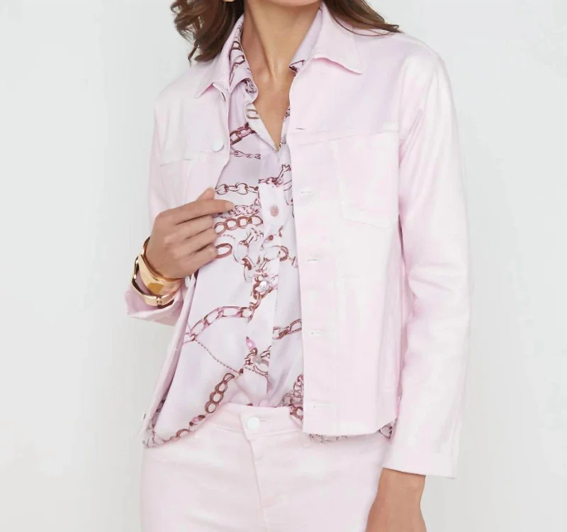 Janelle Coated Denim Jacket In Lilac Snow Chic Office Blazer