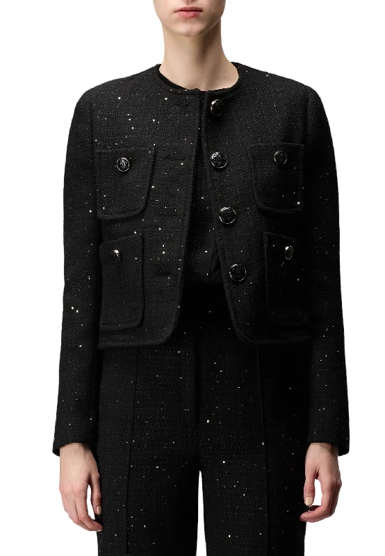 Tweed Long Sleeve Jacket In Black Women’s Business Blazer