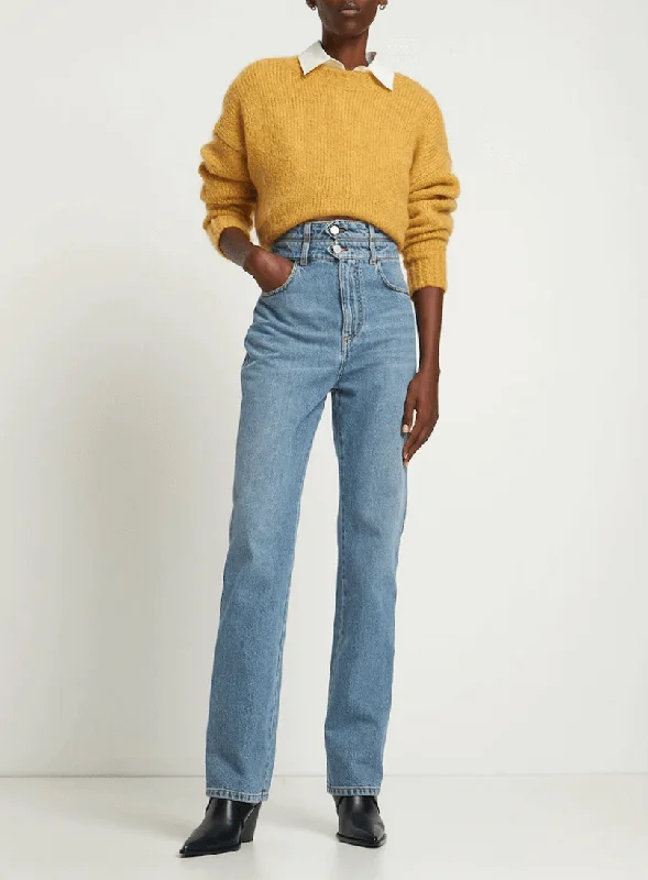 High waisted straight jeans