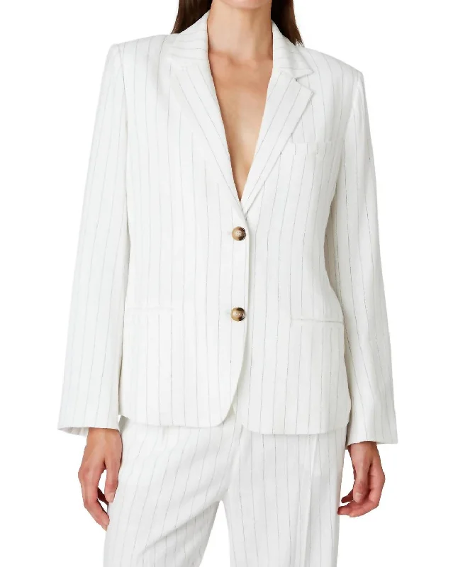 Felix Blazer In White And Black Pinstripe Women’s Blazer Collection