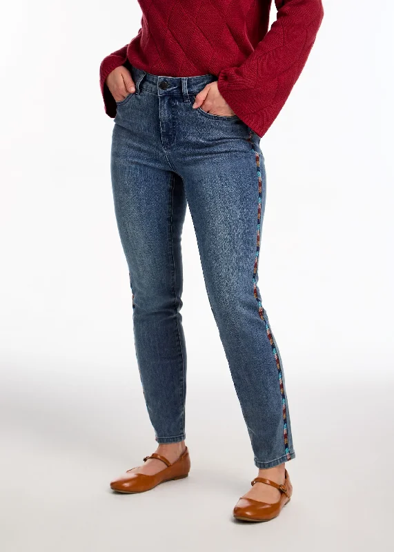 FDJ Olivia Pencil Ankle Jeans with Embroidered Detail