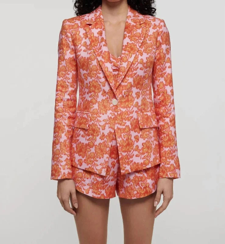 Irina Single Breasted Jacket In Orange/rose Classic Office Blazer