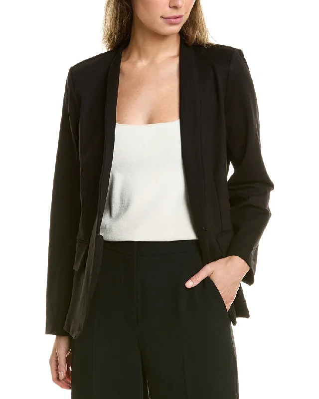 Isaac Mizrahi Collarless Jacket Women’s Double-breasted Blazer