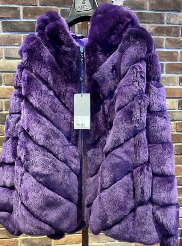 Sample Sale Woman's Purple Rabbit Hooded Coat