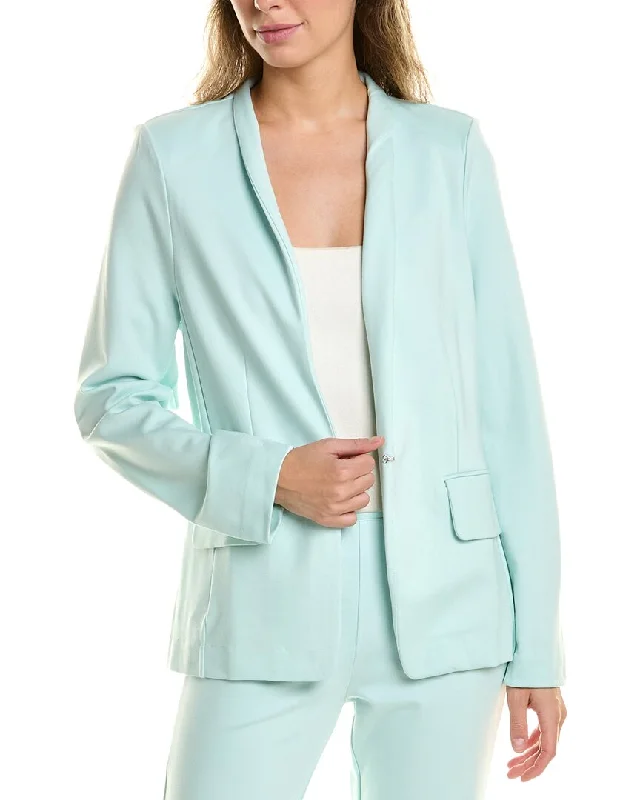 Isaac Mizrahi Collarless Jacket Casual Blazer Look