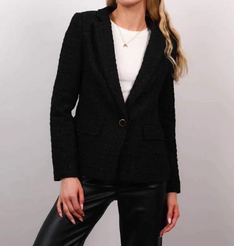 Georgia Tweed Jacket In Black Classic Blazer Jacket