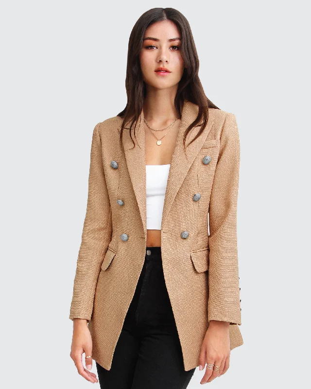 Princess Polina Textured Weave Blazer Checked Blazer for Women