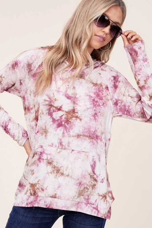 E Luna Tie Dye Print Hoodie High Low Top Hoodie Sweatshirt for Fall