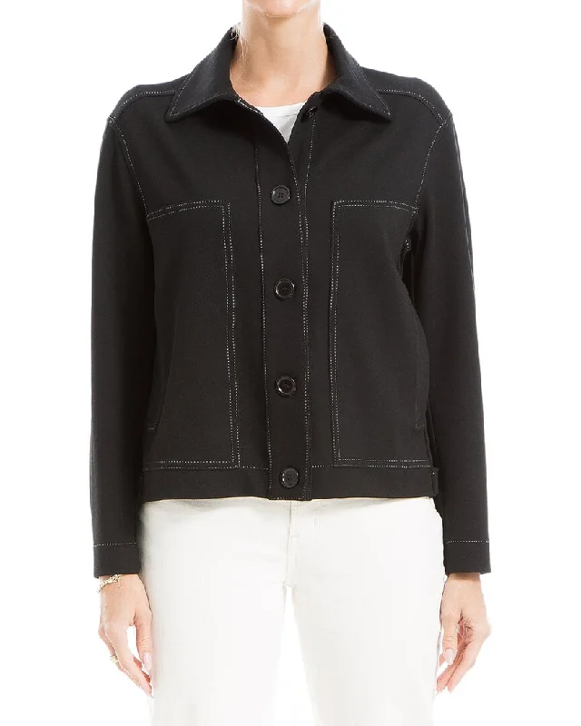 Max Studio Cropped Boyfriend Shirt Elegant Office Blazer