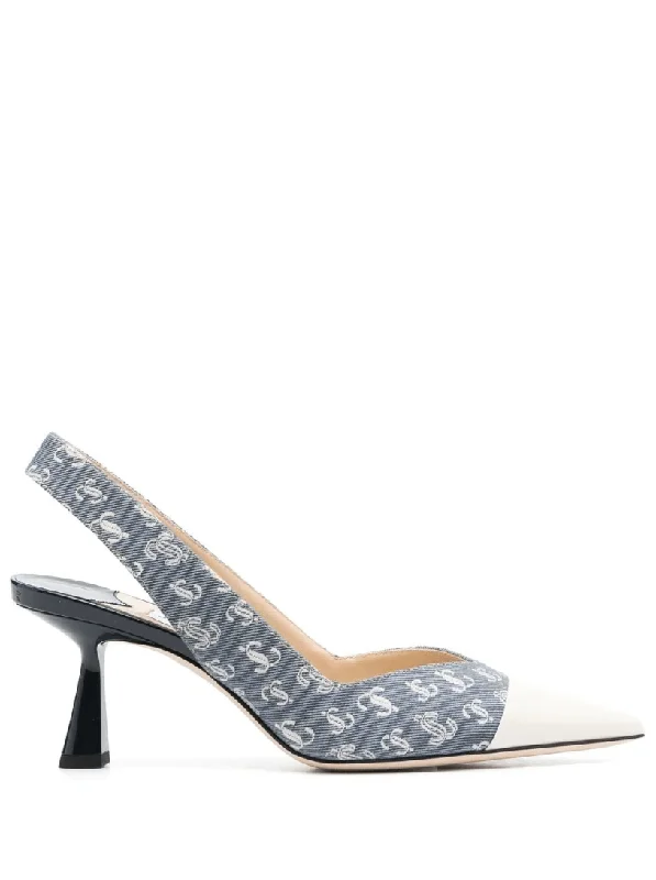 Liya 65mm monogram-jacquard pumps