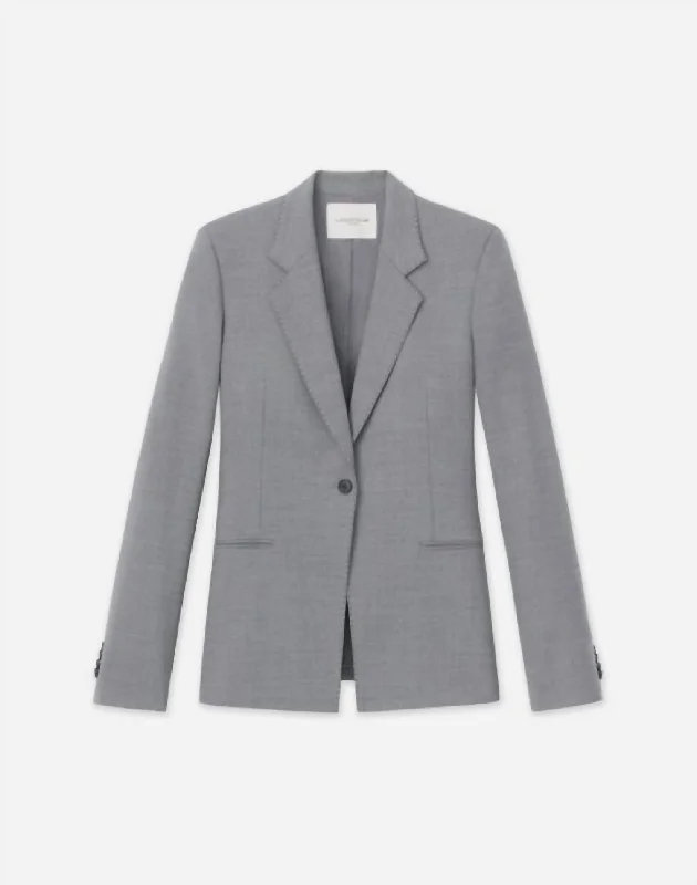 Single Button Blazer In Grey Heather Slim Fit Blazer