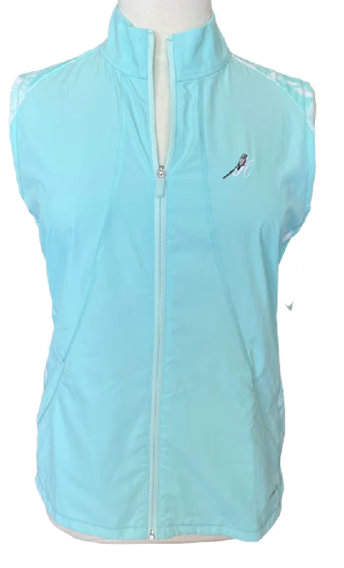 New Annika by Cutter & Buck Aqua Vest w/ Patterned trim & Logo Size XL MSP$120