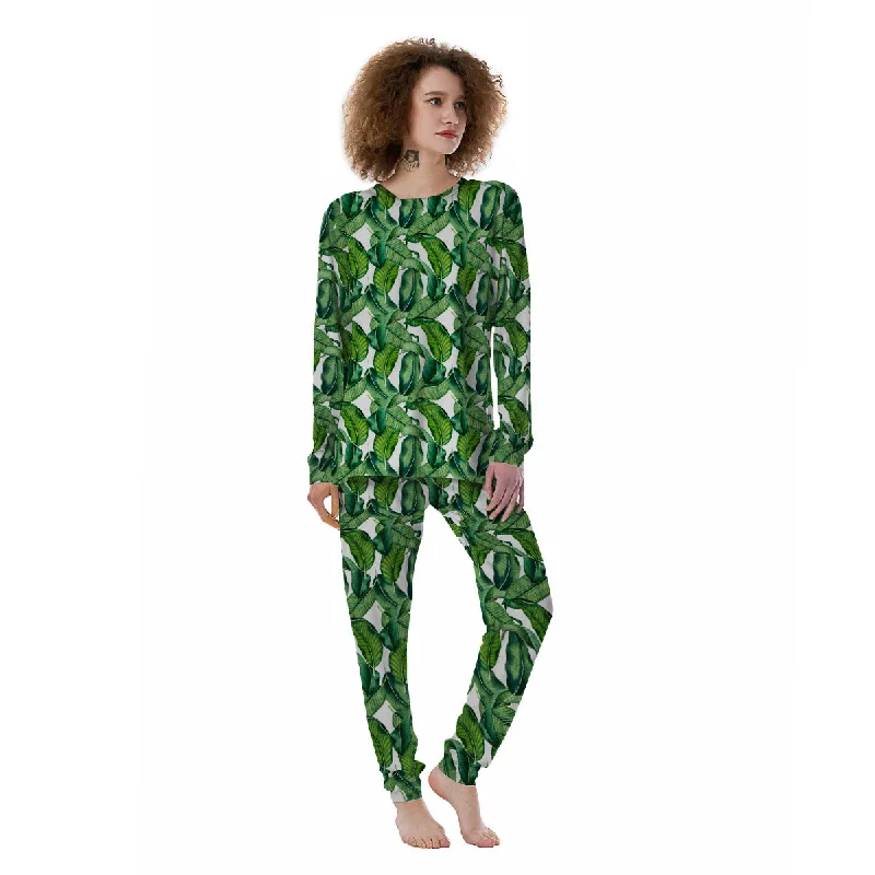 Kids' pajama setsBanana Tropical Green Print Pattern Women's Pajamas Kids' pajama sets