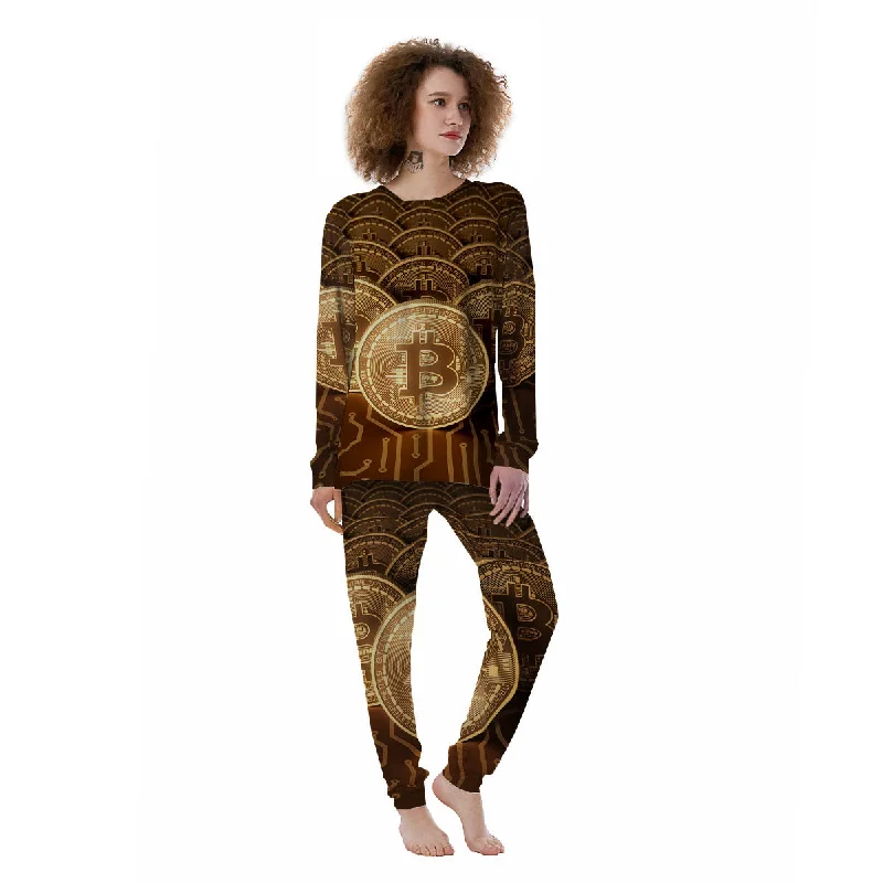 H&M pajama setsBitcoin Symbol Gold Print Women's Pajamas H&M pajama sets