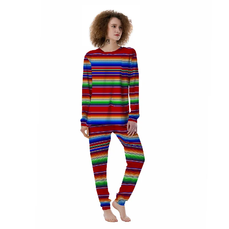 Lightweight pajama setsBlanket Stripe Ethnic Mexican Print Women's Pajamas Lightweight pajama sets