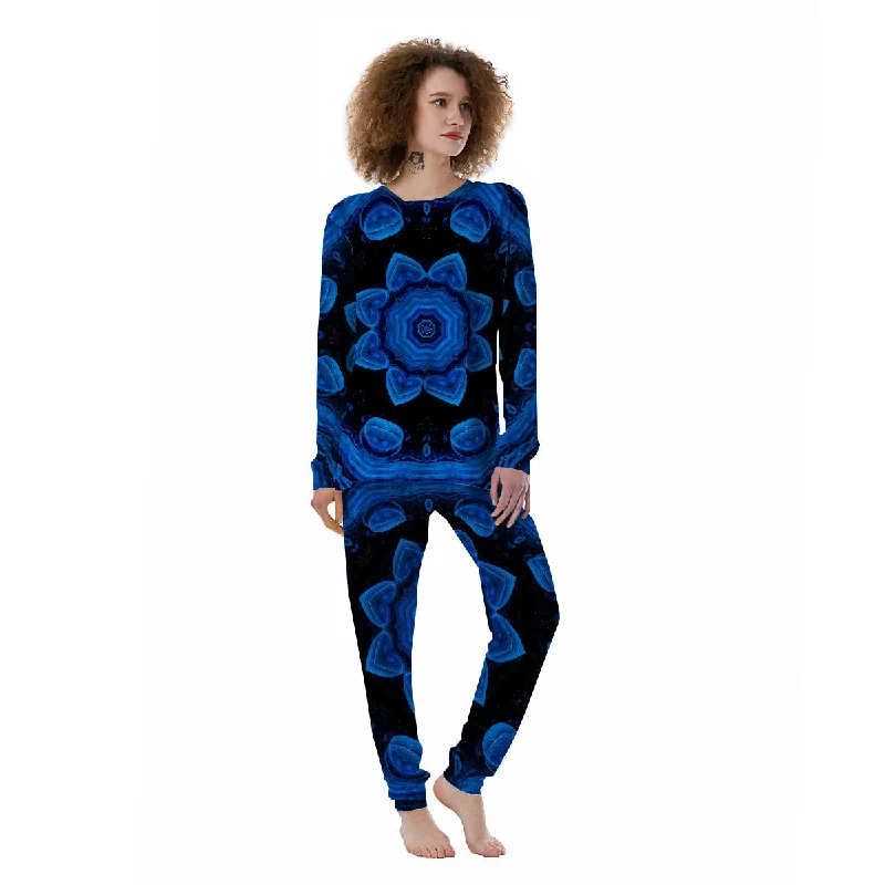 Unisex pajama setsBlue Dark Kaleidoscope Print Women's Pajamas Unisex pajama sets