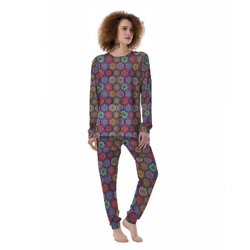 Pajama sets under $50Bohemian Ethnic Mandala Print Pattern Women's Pajamas Pajama sets under $50