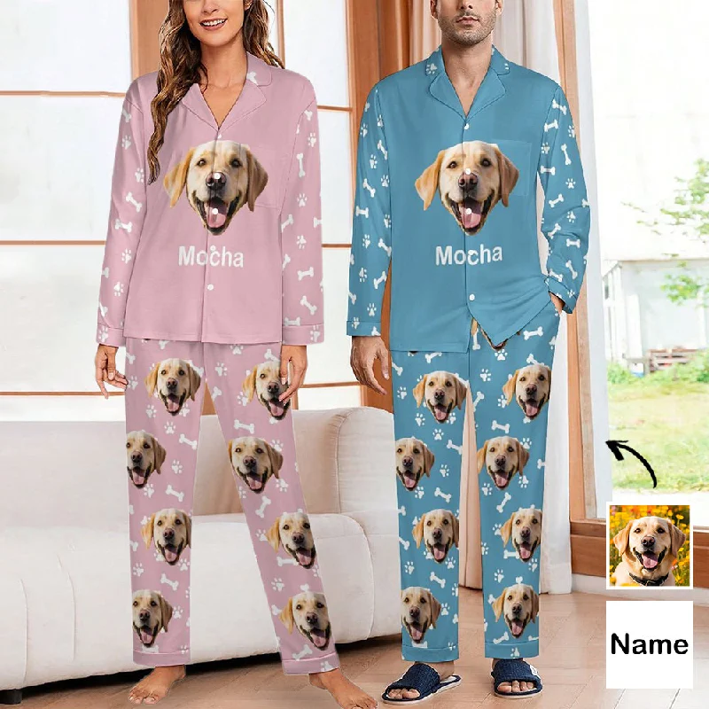 Elegant pajama setsCustom Face Long Sleeve Pajamas Set Personalized Pet Face&Name Pajama For Men&Women Elegant pajama sets