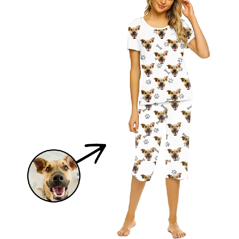 Personalized pajama setsCustom Photo Pajamas For Women Dog Footprint Personalized pajama sets