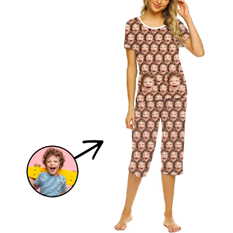 Best-selling pajama sets 2024Custom Photo Pajamas For Women Funny Mash Face Best-selling pajama sets 2024