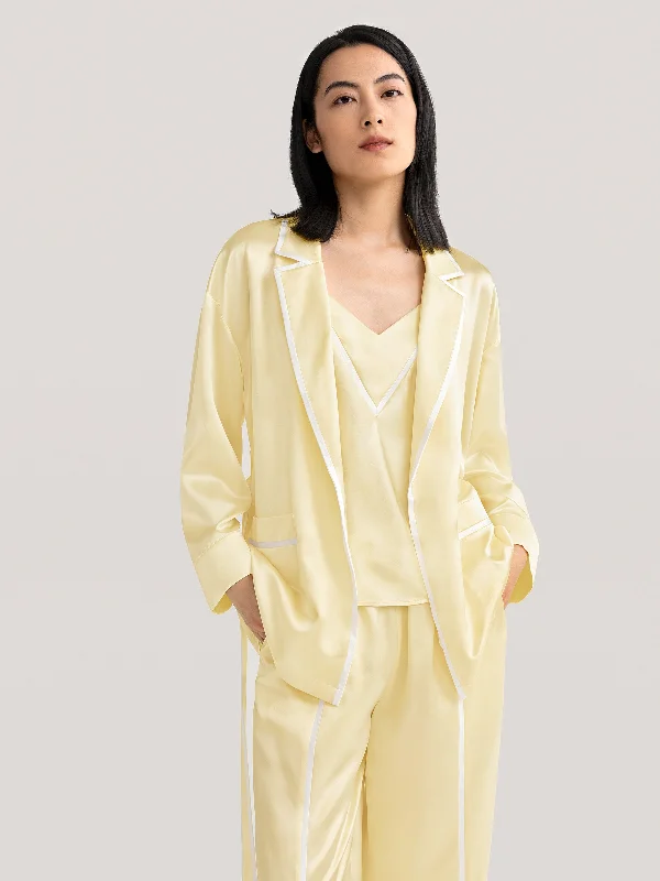 Luxury pajama setsGold Cocoon Lapel Collar Silk Robe Luxury pajama sets