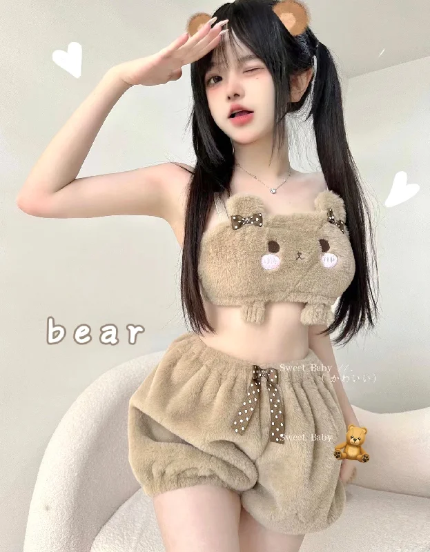 Vintage pajama setsKawaii Cute Bear Plush Comfy PJS Pajamas Pyjamas 2 PCs Set Vintage pajama sets