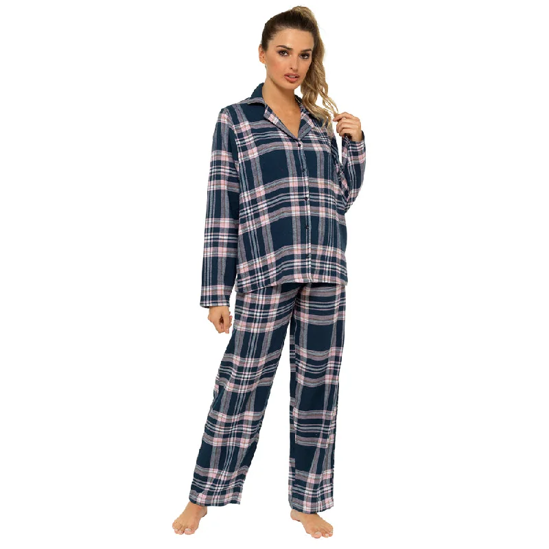 Silk pajama setsLadies Button Through Checked Pajama Set Silk pajama sets