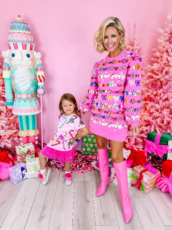 Smocked mini dressesCANDY GARLAND SWEATSHIRT DRESS - HOT PINK Smocked mini dresses