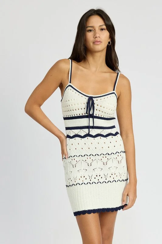 Budget-friendly mini dressesCONTRASTED CROCHET MINI DRESS Budget-friendly mini dresses