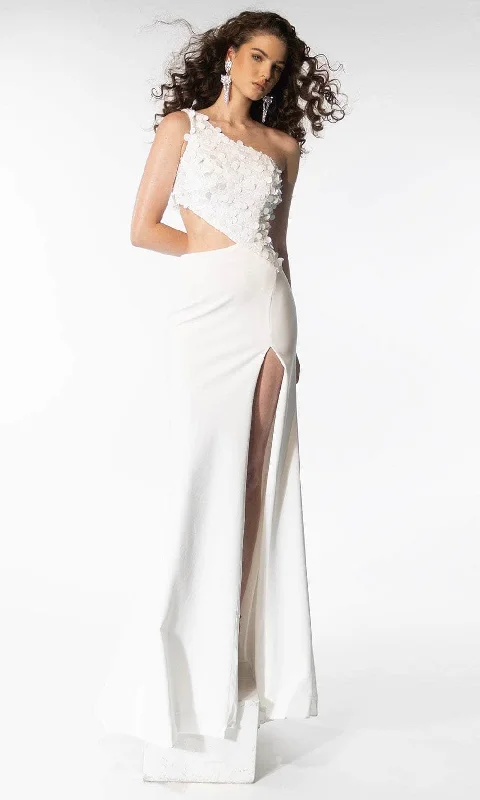 Strapless wedding dressesAva Presley 39247 - Embellished One-Sleeve Prom Dress Sleeveless Bridal Gown