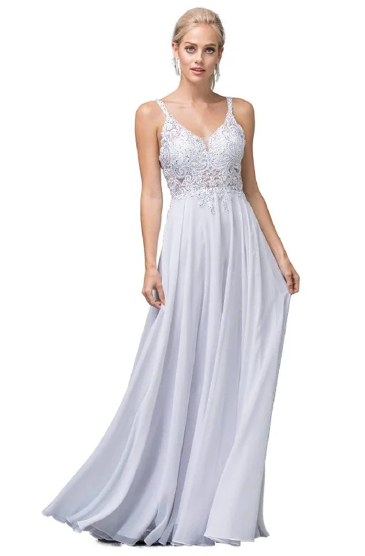 Glamorous wedding dressesDancing Queen - 142 Embellished V-Neck A-Line Wedding Gown Off-shoulder Gown