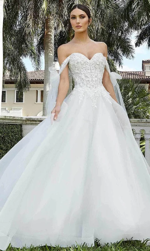 Oscar de la Renta wedding dressesMori Lee Bridal 5983 - Draped Straps Bridal Gown Illusion Neckline Gown