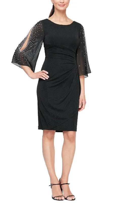 Affordable party dressesAlex Evenings 8127604 - Jeweled Split Sleeve Cocktail Dress Casual party dresses