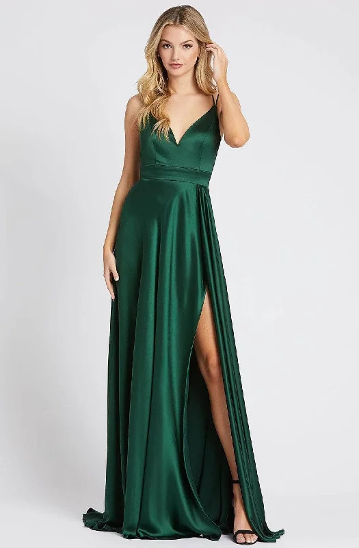 Holiday party dressesIeena Duggal - 55278I Satin Simple Prom Gown with High Slit Dinner party dresses