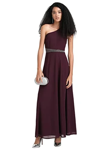 Fall maxi dressesKazo Embellished Polyester Blend One Shoulder Women's Maxi Dress (Red,Extra Small) Spring maxi dresses