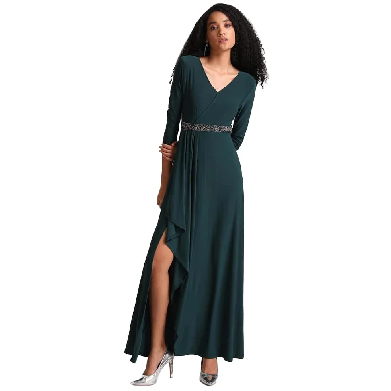 Summer maxi dressesKazo Embellished Polyester Blend Round Neck Women's Maxi Dress (Green,Small) Women's maxi dresses