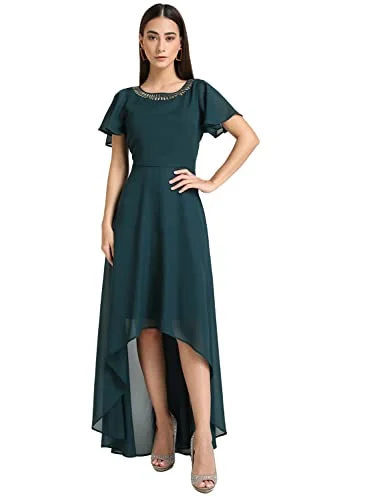 Cotton maxi dressesKazo Women's Polyester Fit and Flare Maxi Dress (123111EVGS_Green Off-shoulder maxi dresses